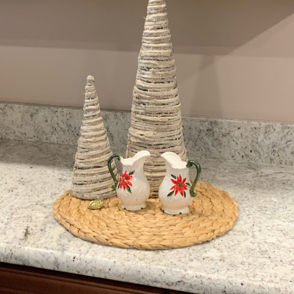 Festive Holiday Pitcher Set with Poinsettia Design